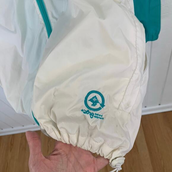 Women Vintage Colorblock Windbreaker Athleisure Hoodie Jacket Teal Size 2XL - Picture 3 of 9